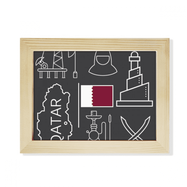Marco de foto de madera Unbranded Dibujo ciudad bandera de Qatar Petroleum 6x8 pulgadas