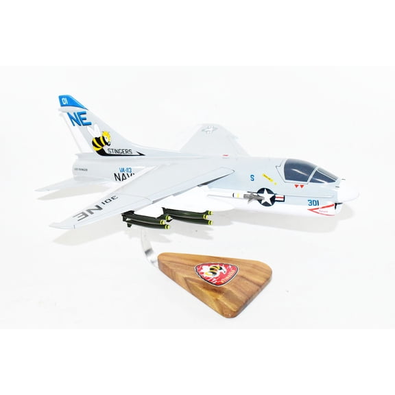 VA-113 Stingers A-7E USS Ranger Corsair II Model, LTV, 1/31 Mahogany Scale Model, Navy