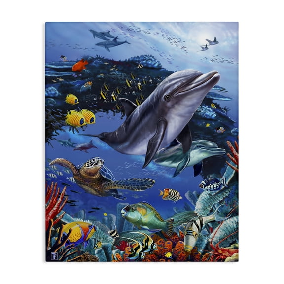 Stupell Industries Tropical Vivid Underwater Sea Life Canvas Art, 24 x 30, by Interlitho