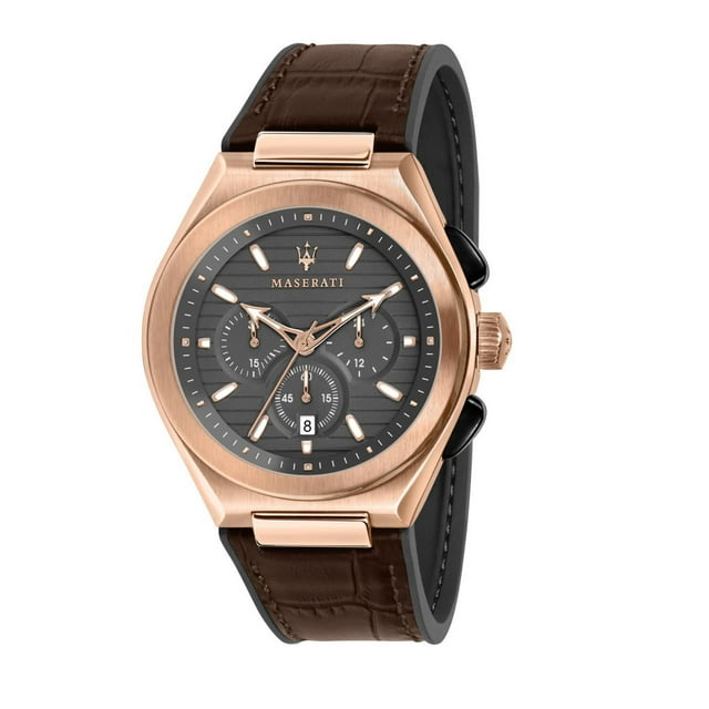 Maserati Triconic R8871639003 Montre en Cuir Marron pour Homme