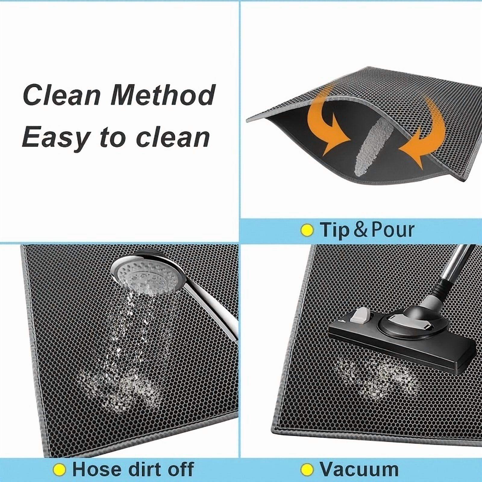 Double layer honeycomb cat litter mat - easy to clean, non-slip base - suitable for cat litter boxes and pet toilet areas