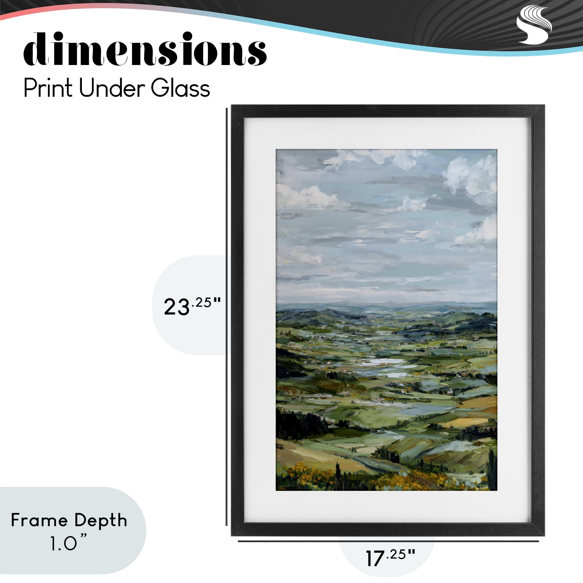 Stupell Industries Valley Living with Verdant Hills Black Framed Print Under Glass, design by Petal Prints Design
