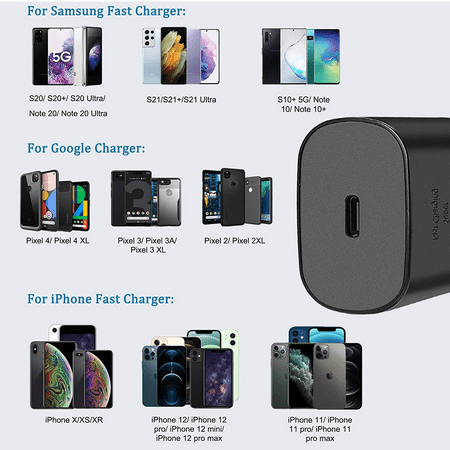 Adaptive Fast Charger 25W USB-C Super Fast Charging Wall Charger for Asus Zenfone 5 ZE620KL (USB-C Cable is NOT included) - Black (US Version With Warranty)