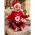 thumbnail image 4 of Cjfdfy Newborn Baby Boy Girl Christmas Fall First Christmas Outfit Long Sleeve Romper Plaid Pants And Hat Three-piece Set Infant Cute Santa Claus Pattern Clothes Set, 4 of 9