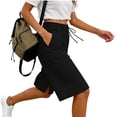 thumbnail image 7 of Cutuoiiu Trendy Womens Mid Length Shorts Solid Color Drawstring Closure with Side Slits and Pockets for Casual Outings Gift, 7 of 7