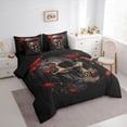 thumbnail image 3 of Castle Fairy Abstract Floral Skull Bedding Comforter Set 7 Pieces for Teens Adults,Gothic Style Full Bedding Set Lightweight,Chic Flowers Fitted Sheet Flat Sheet,Super Cozy Room Decor,Reversible, 3 of 8