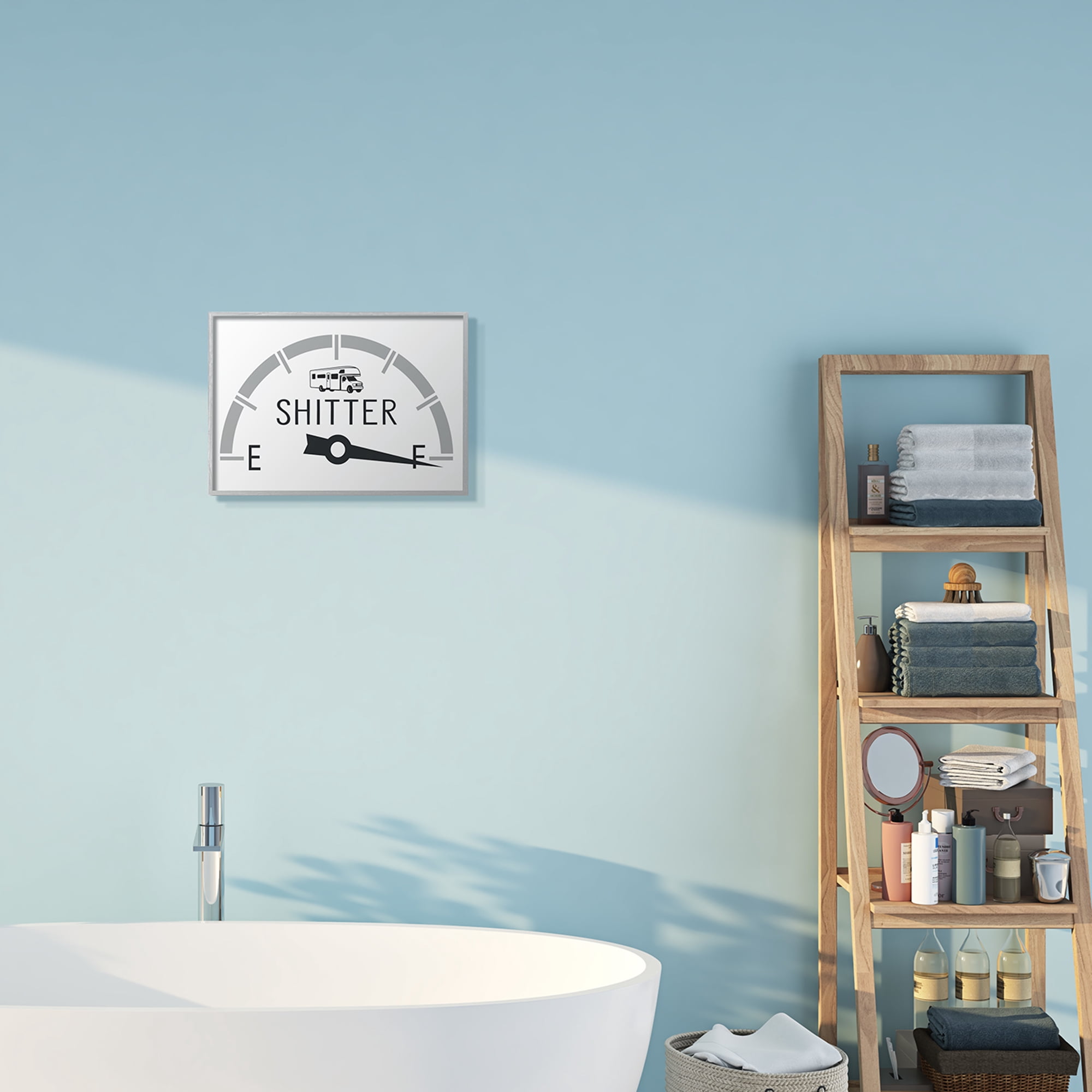 Stupell Industries Sassy Toilets Full Bathroom Humor RV Fuel Gauge,11 x 14,Designed by Lettered and Lined