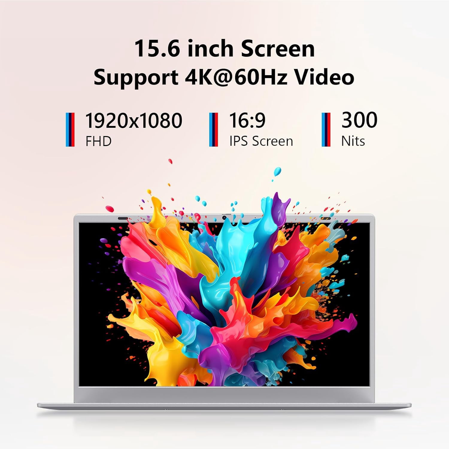 15.6" Laptop Computer Intel Pentium Gold 6500Y up to 3.4GHz 16GB RAM 512GB SSD Full HD Display Privacy Camera WiFi5 Portable Office Notebook for Work and Study