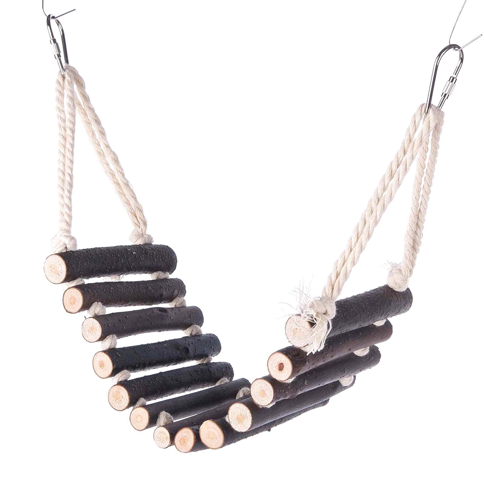 Wooden Bird Ladder Bridge Naturals Rope Ladder Bird Toy 13 Steps Parrot Ladder 19.7inch Swing Bridge Bird Cage Accessories Bird Cage Training Toy