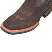 Mens Leather Cowboy Western Boot, Square Toe, Black, Brown