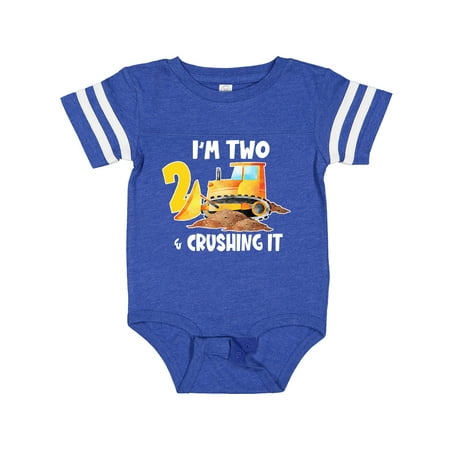

Inktastic I m 2 and Crushing It Construction 2nd Birthday Gift Baby Boy or Baby Girl Bodysuit