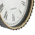 thumbnail image 4 of DecMode 12" x 21" Black Metal Finial Pocket Watch Style Wall Clock with Rope Accent, 4 of 9