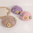 thumbnail image 3 of Kids Fashion Style Beret Hat French Classic Color Applique PatternCap for Girls Boys, 3 of 6