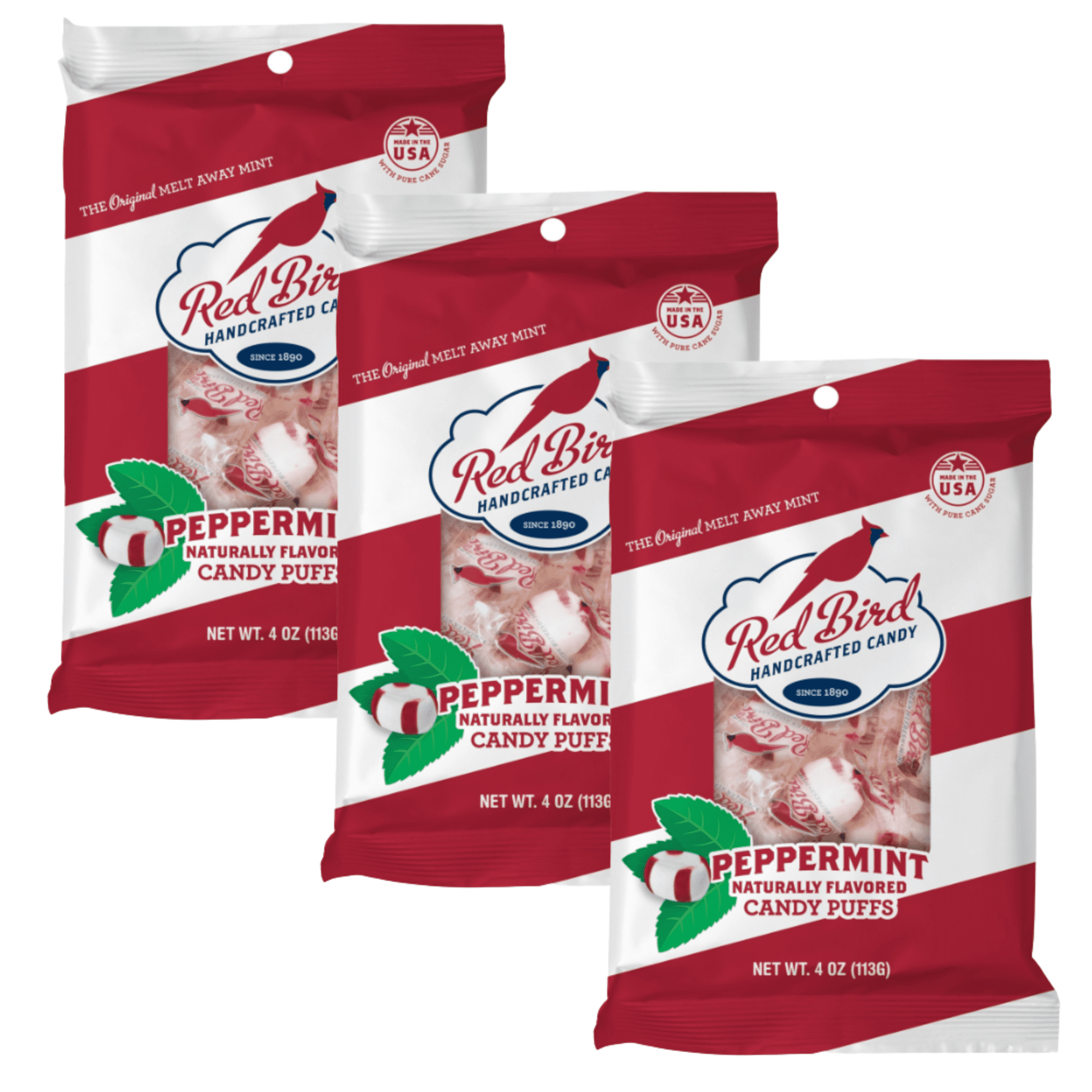 FSSTAM Peppermint Flavored Candy Puffs, Red White Soft Individually