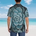 thumbnail image 4 of Honeii Blue Color Cactus Print Men’s Hawaiian Shirt,Classic Button-Down Short Sleeve Shirt, for Beach, Vacation, and Outdoor Activities,X-Large, 4 of 7