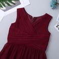 thumbnail image 4 of iEFiEL Big Girls Juniors Chiffon Wedding Bridesmaid Dress Tweens Empire Waist Party Flower Girl Dress Burgundy 16, 4 of 7