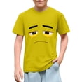 thumbnail image 1 of Blusas y camisas de manga corta con cuello redondo para niños y niñas, color liso, con estampado de expresión linda, manga corta, holgadas y cómodas, blusa para niña, 1 of 6