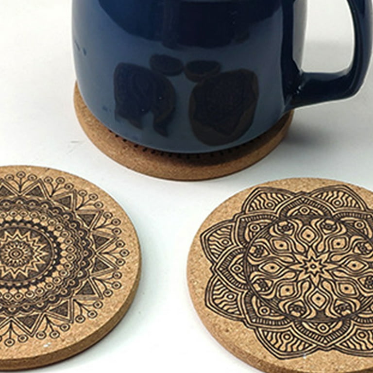 Travelwant 6pcs/set Cork Coasters for Drinks Absorbent Cute & Funny Large Round Outdoor Cup Coasters for Wooden Table Protection, Coffee Trivet, Cups