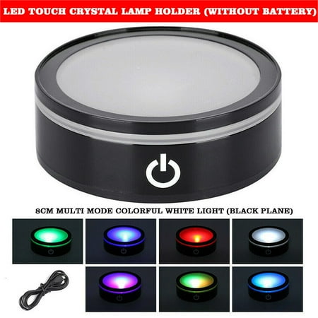 

7 LED Colorful Crystal Light Base Electric Battery Display Stand Round Holder UK