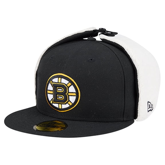 Men's New Era Black Boston Bruins Injection Dog Ear Classic Fitted Hat