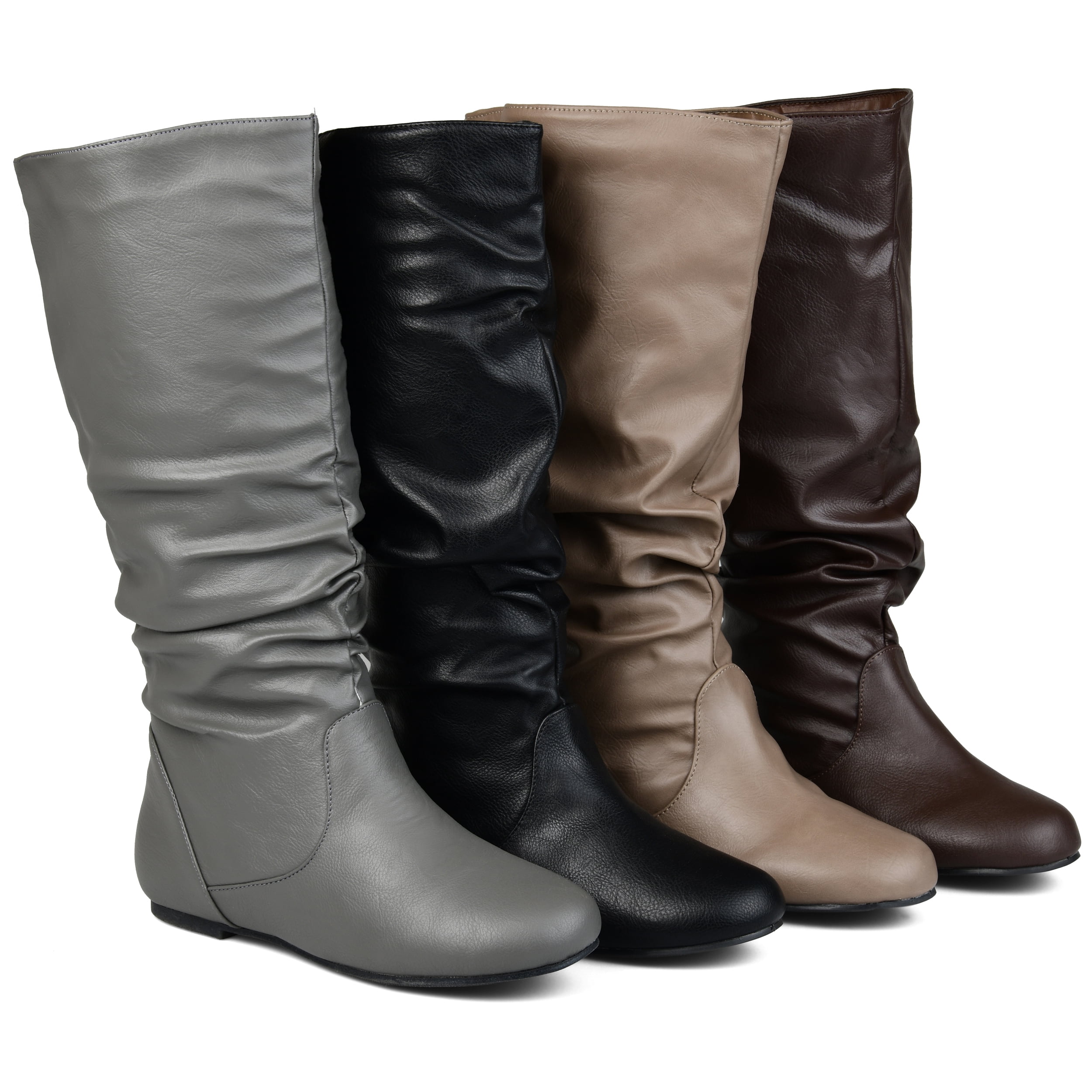 Women's Wide-Calf Slouch Riding Mid-Calf Boots