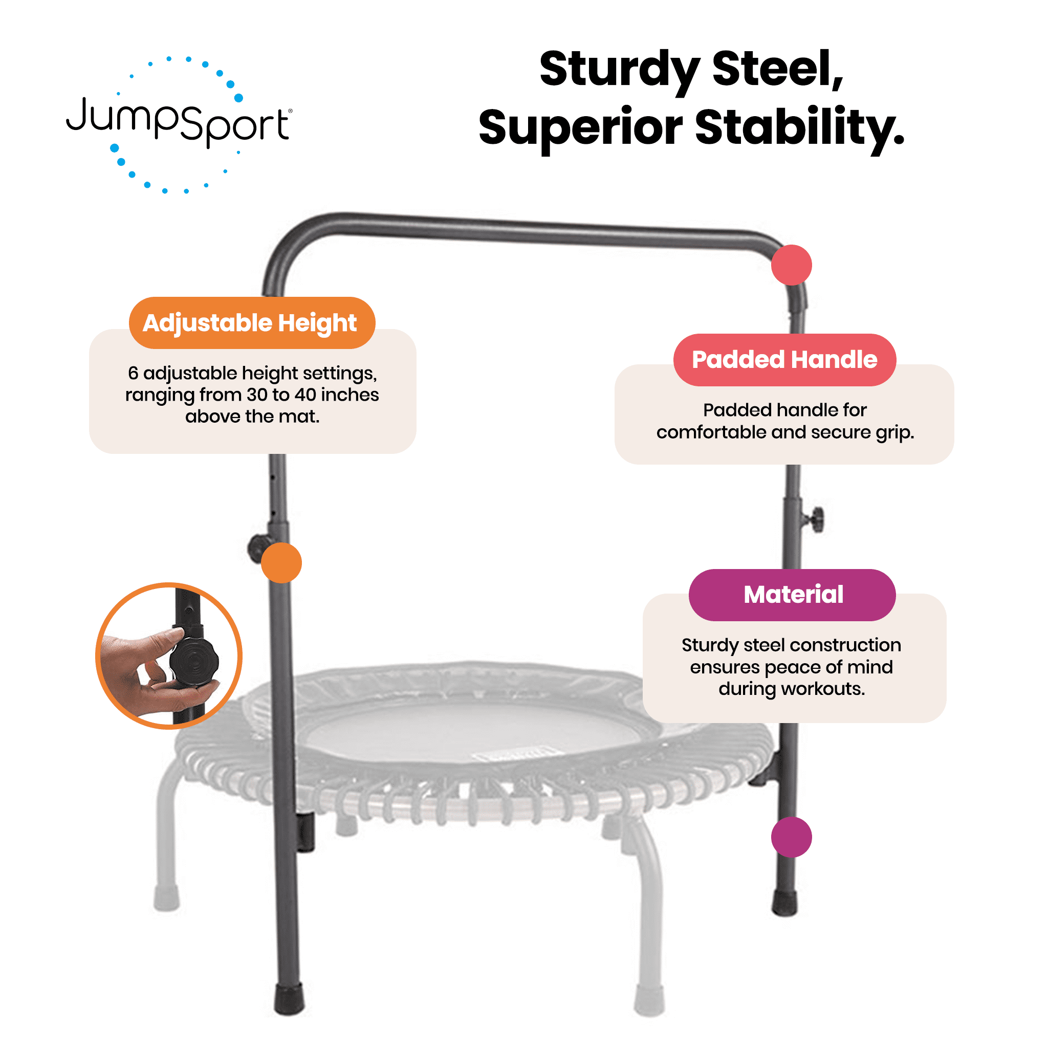 Free Shipping! JumpSport Handle Bar for Fitness Trampolines