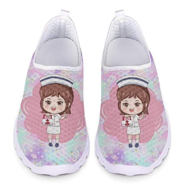 Zapatillas de deporte cómodas con gradiente para dentistas, calzado transpirable para mujer, zapatos de enfermería ligeros y antideslizantes, zapatos planos de moda para exteriores