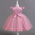 thumbnail image 4 of XEGLSBU Girls Dresses Size 12-14 Party Dress Sparkly Floral Party Dress for Girls Short Sleeve Tutu Dress with Glitter Embellishments for Celebration Pink Size 4-5 Years, 4 of 5