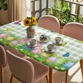 thumbnail image 3 of Easter Table Cloths for 6 Foot Rectangle Tables, Spring Colorful Easter Eggs Bunny Butterfly Green Patio Waterproof Elastic Fitted Tablecloths, Washable Rectangular Table Cover for Camping, 3 of 8