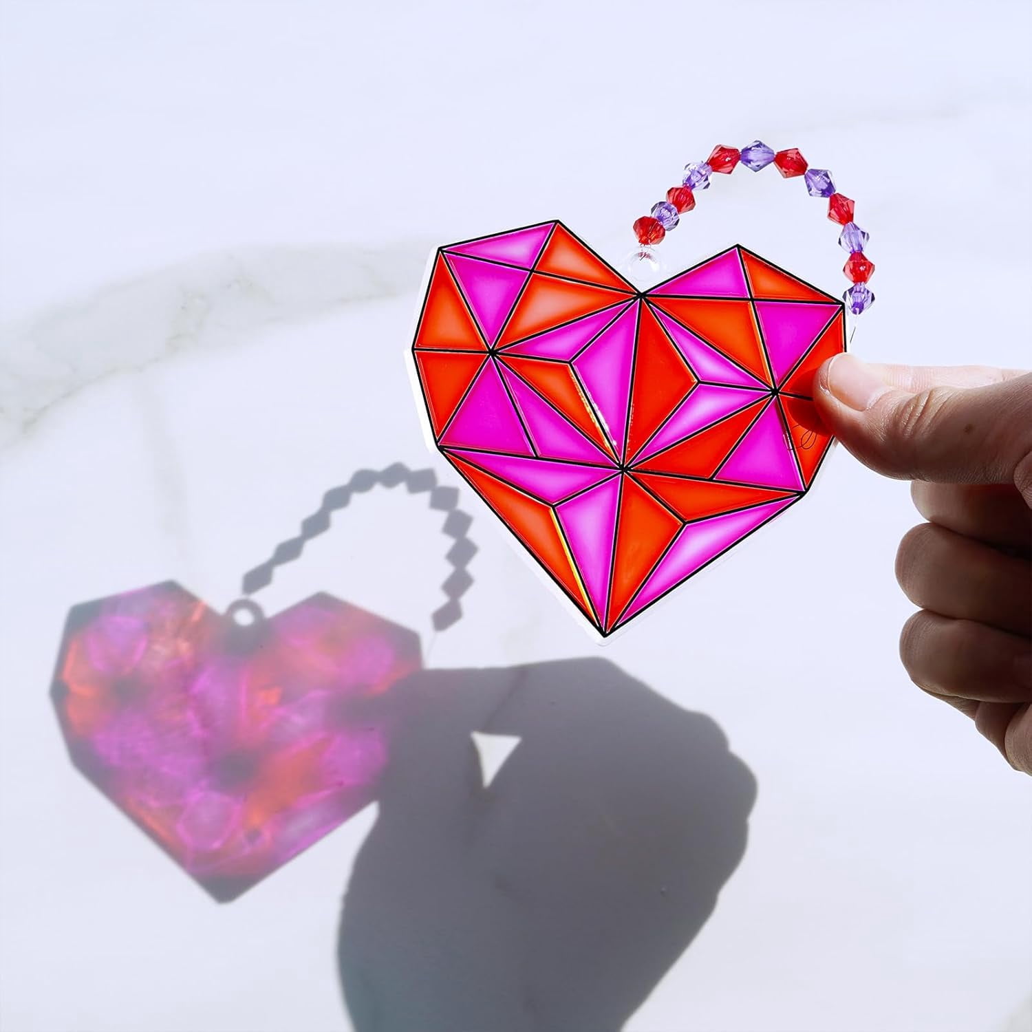 24 Sets Heart Suncatchers Ornaments Decorations DIY Window Paint Art Stickers Craft Kit Heart Sun Catchers for Kids Valentine's Day Pirate-Themed Birthday Activities Art Project Party Favors