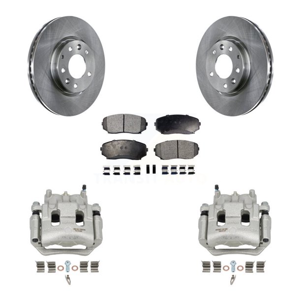 Transit Auto Front Disc Brake Caliper Rotors and Ceramic Pads Kit for