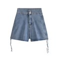thumbnail image 4 of Siilsaa Resort Wear for Women 2024 Women's Casual Wide Leg Shorts High Waisted Ruffle Shorts with Pockets Blue,XL, 4 of 4