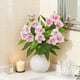 thumbnail image 4 of Decoraciones para San Valentín, adornos para San Valentín, regalos para San Valentín, decoraciones navideñas, flores artificiales de azalea e impatiens de 5 cabezas, flores artificiales de plástico., 4 of 5