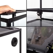 Guzzlo 3 in 1 Reptile Tall Glass Terrarium, 16x16x30, Reptile Tank Rainforest Habitat, Black