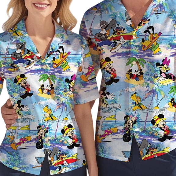 Disney Mickey and Friends Summer Beach Hawaiian Shirt, Mickey and Friends Hawaii Shirt, Disney Family Trip Hawaii Shirt, Mickey Hawaii Shirt