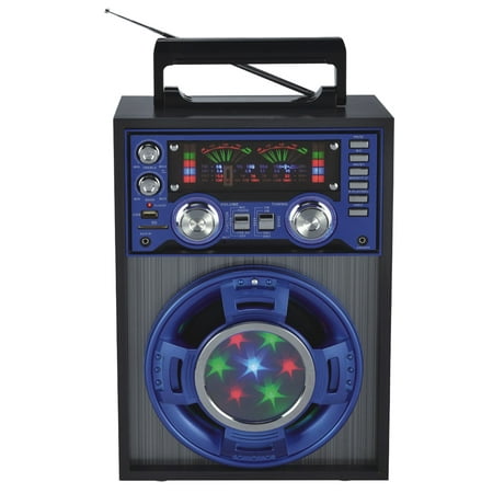 QFX Karaoke Multi-Media Speaker with AM/FM/SW1-2 Band Radio, Blue