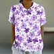 thumbnail image 2 of Blusas de Manga Corta para las Mujeres Cuello de Muñeca Lindo Lino Algodón, Impreso Suelto Camiseta para el Uso Casual, Diario Y de Verano, 2 of 4