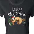 thumbnail image 4 of Inktastic Merry Christmas Cute Sloth with Santa Hat and Lights Women's T-Shirt, 4 of 5