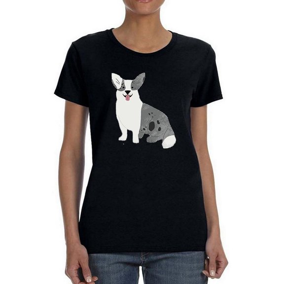 Monochrome Corgi Watercolor T-Shirt Women -Image by Shutterstock, Female 5X-Large