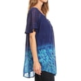 thumbnail image 4 of Sakkas Clarice Petite Raglan Lace Up Tie Dye Blouse with Embroidery and Sequins - Blue - Plus Size, 4 of 5