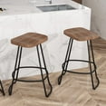 thumbnail image 2 of Swivel Bar Stools Set of 2 Industrial Metal Counter Height Barstools with Wood Top, 2 of 5