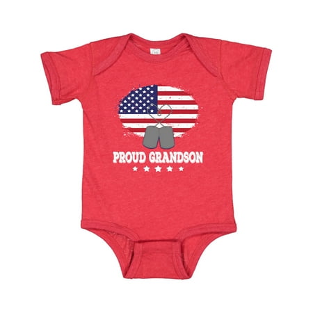 

Inktastic Proud Military Grandson US Flag Gift Baby Boy Bodysuit