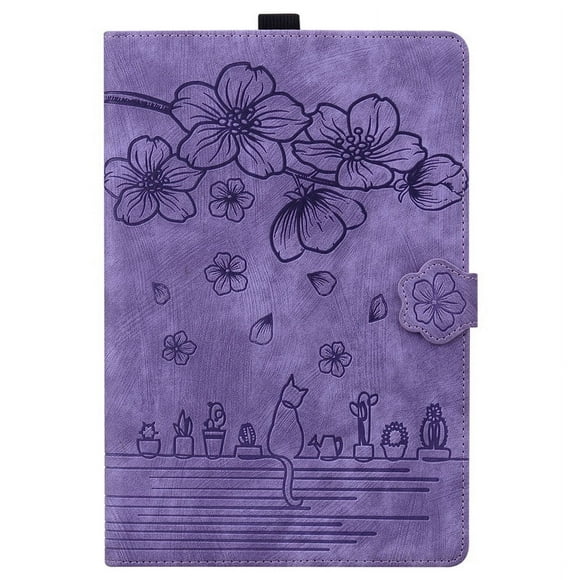 Étui pour Tablette pour Lenovo Tab P11, Étui 11 Pouces, Mignon Chat Fleur, Housse Portefeuille pour Funda Lenovo Tab P11 Plus, Étui TB-J616F TB J606F J606L Violet P11 To-J606F L