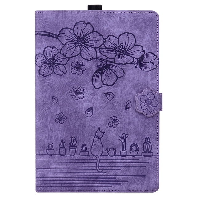 For iPad 9th Generation Case Embossed Flower Wallet Tablet Funda For iPad 10.2 9.7 Case For iPad 9 8 7 6 5 th Gen Air 1 2 Girls purple For iPad Mini 54321