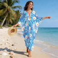 thumbnail image 6 of DISNIMO Daisy Print Women's Kaftan Dress V Neck Summer Beach Cover Up for Swimsuit Batwing Sleeve Caftan Dresses Women's Long Cover Up for Bathing Suit, 6 of 7