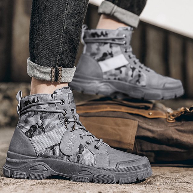 Botas de combate para hombre antideslizantes Camo botas cortas zapatos de trabajo PU para senderismo caza DQrwqpou Tenis De Mujer Tenis De Hombre