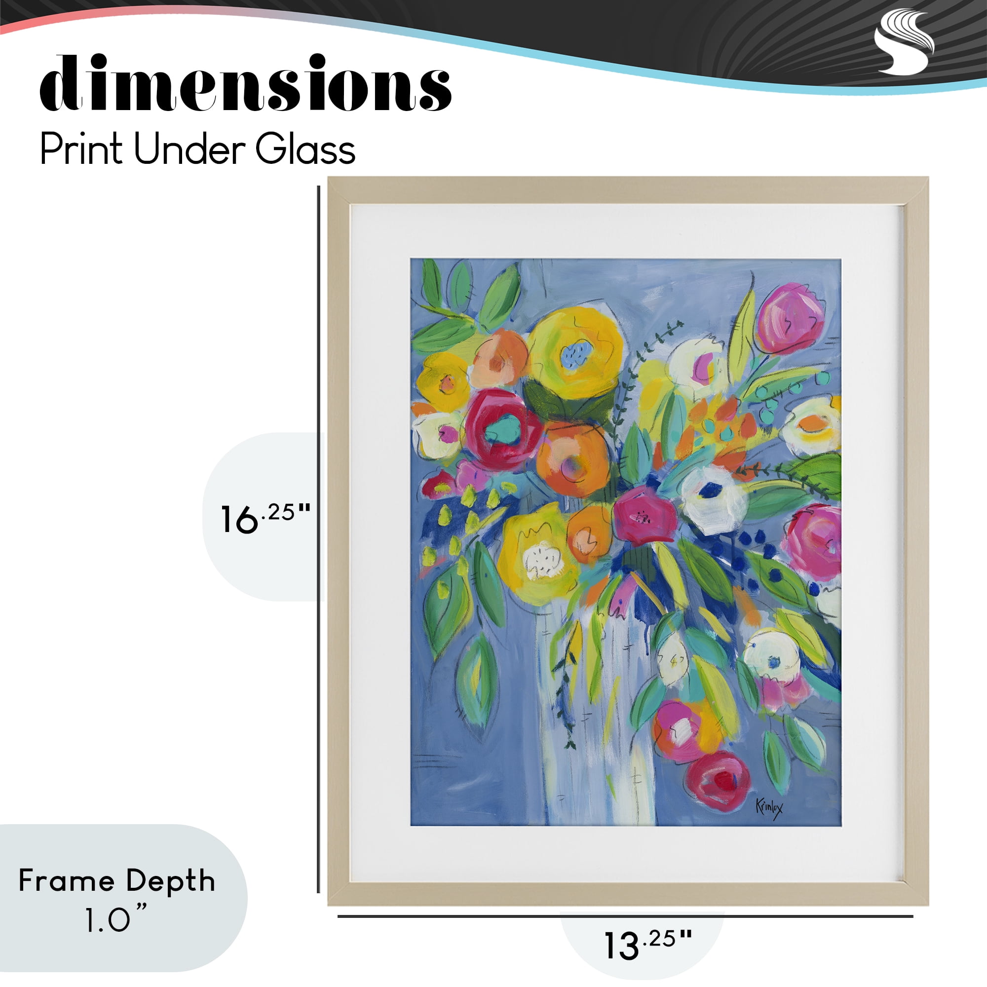 Stupell Industries Cheerful Blossom Energy Birch Framed Print Under Glass, design by Krinlox