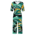 thumbnail image 5 of TaTaai Womens Vacation Jumpsuit Short Sleeve V Neck Back Zipper Side Pocket Watercolor Print Solid Soft Breathable Romper for Summer Gift, 5 of 5