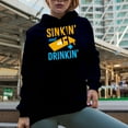thumbnail image 2 of Sinkin' and Drinkin' with Cornhole Board Design, Bean Bag Toss Lawn Game Player Themed Gifts, Navy Blue Hooded Sweatshirt or Hoodie, Large, 2 of 5