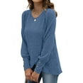 thumbnail image 2 of yoeyez Tunique en Tricot pour Femmes, Chandails à Manches Torsadées Patchwork, Col Ras du Cou Raglan, Chemises à Manches Longues, Hauts Mode Automne 2024, Bleu, M, 2 of 6